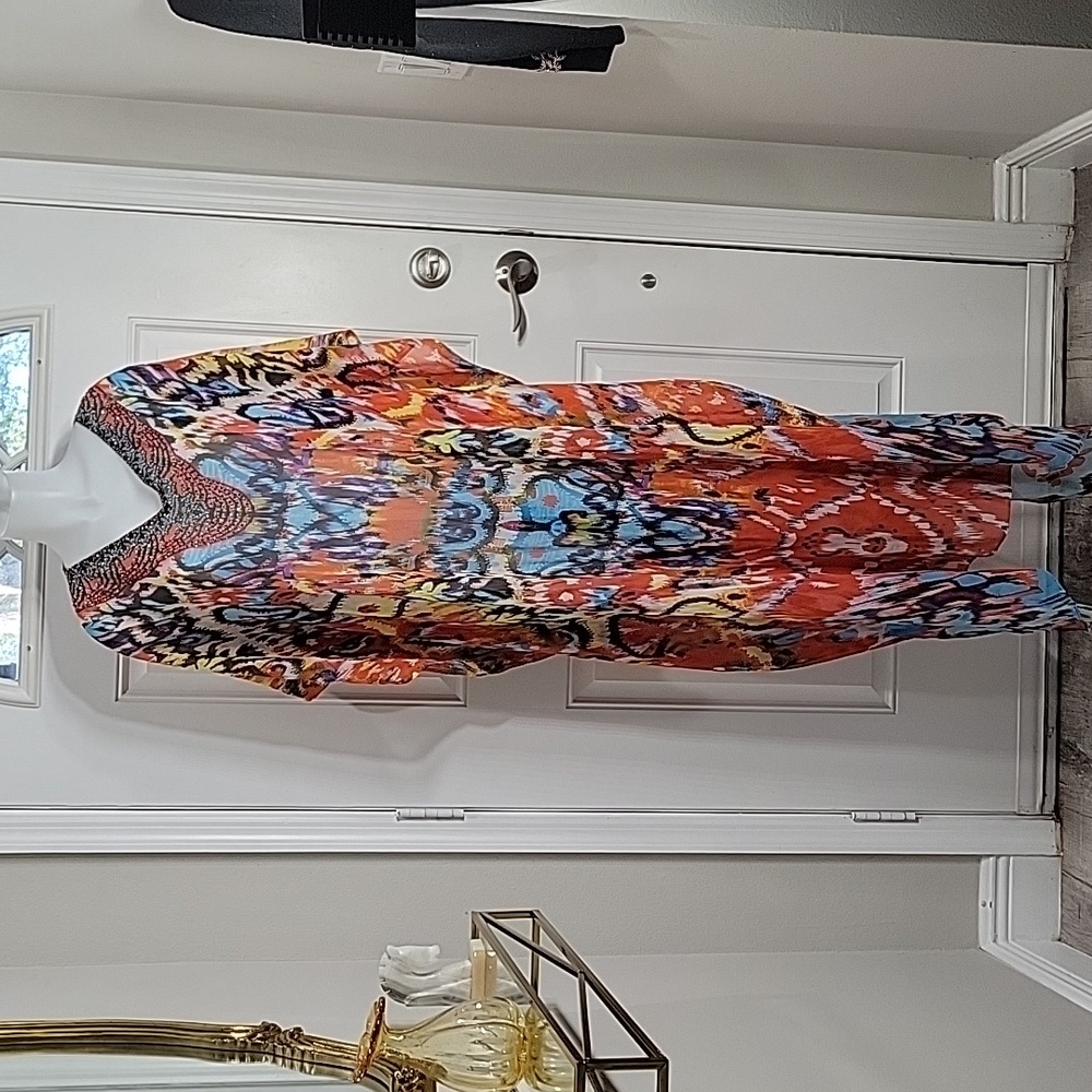 Sakkas Georgettina Flowy Rhinestone V-Neck Cover Up OS
